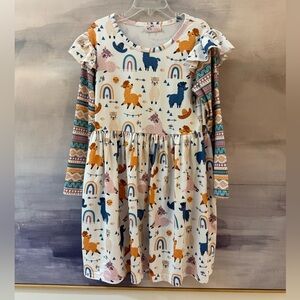 Pete + Lucy Llama and Rainbow Girls Long Sleeve Dress